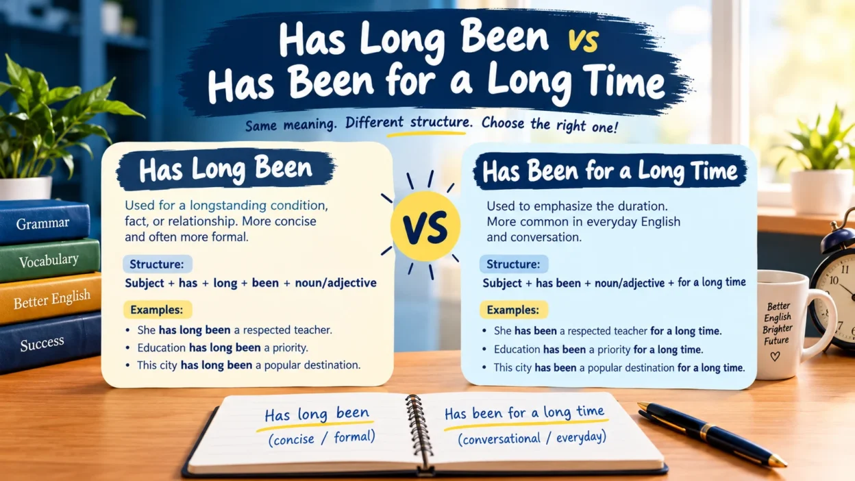 Has Long Been vs. Has Been for a Long Time